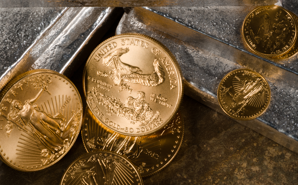 silver bars and american gold coins
